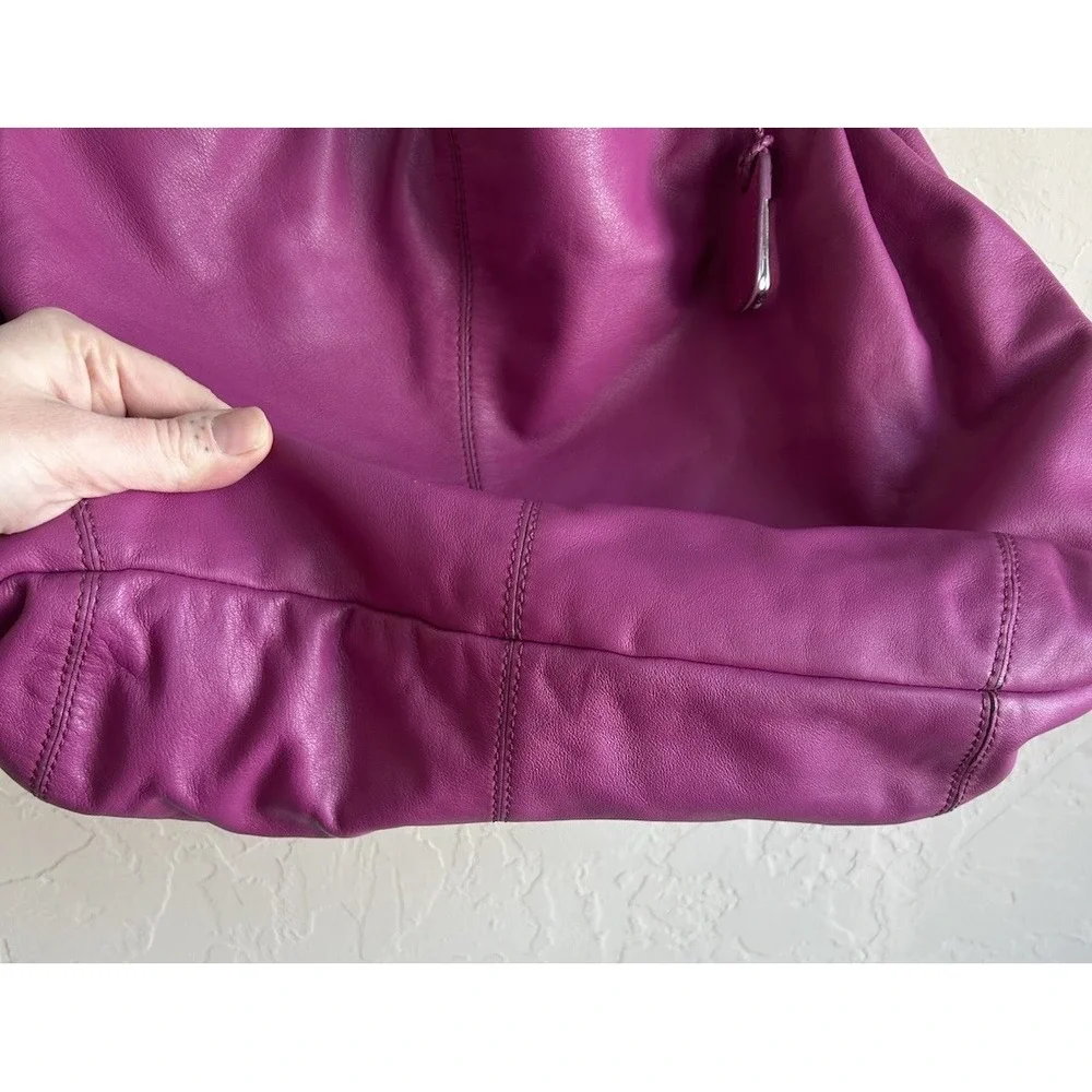 Cole Haan Parker Hobo Cornelia Shoulder Bag Large Beet Pink Purple Leather Purse